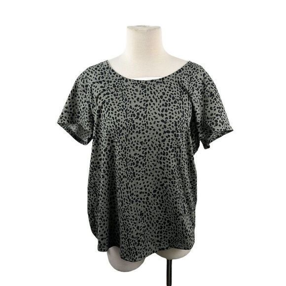 NWT VINCE CAMUTO Grey Green Crew Neck Animal Print Scoop‎ Neck Tee (L) - Picture 8 of 8